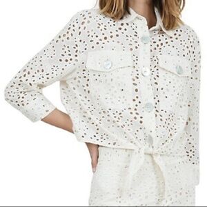 Lili Sidonio Molly Bracken Blush Eyelet Front Tie Blouse Sz M